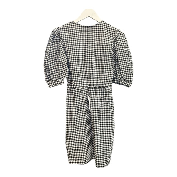 TOPSHOP 9–9 Gingham Tulip Puff Sleeves Dress - NWT Black White - Size 4 - Picture 4 of 5